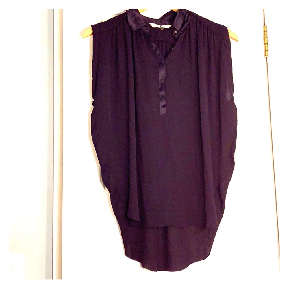 Rebecca Taylor Sleeveless Sheer High Low Blouse 0
